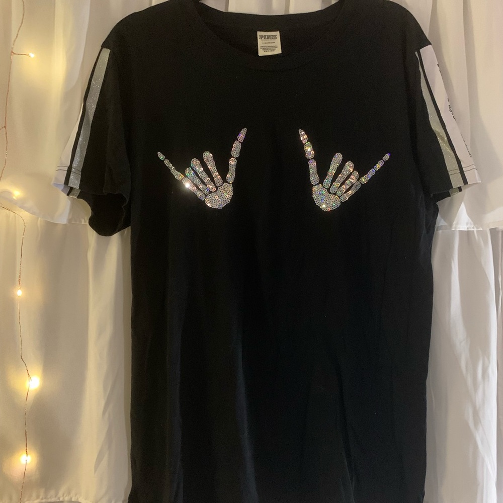 Victoria’s Secret Pink Rare Hang Loose Ghosting You Sequin Halloween T-Shirt